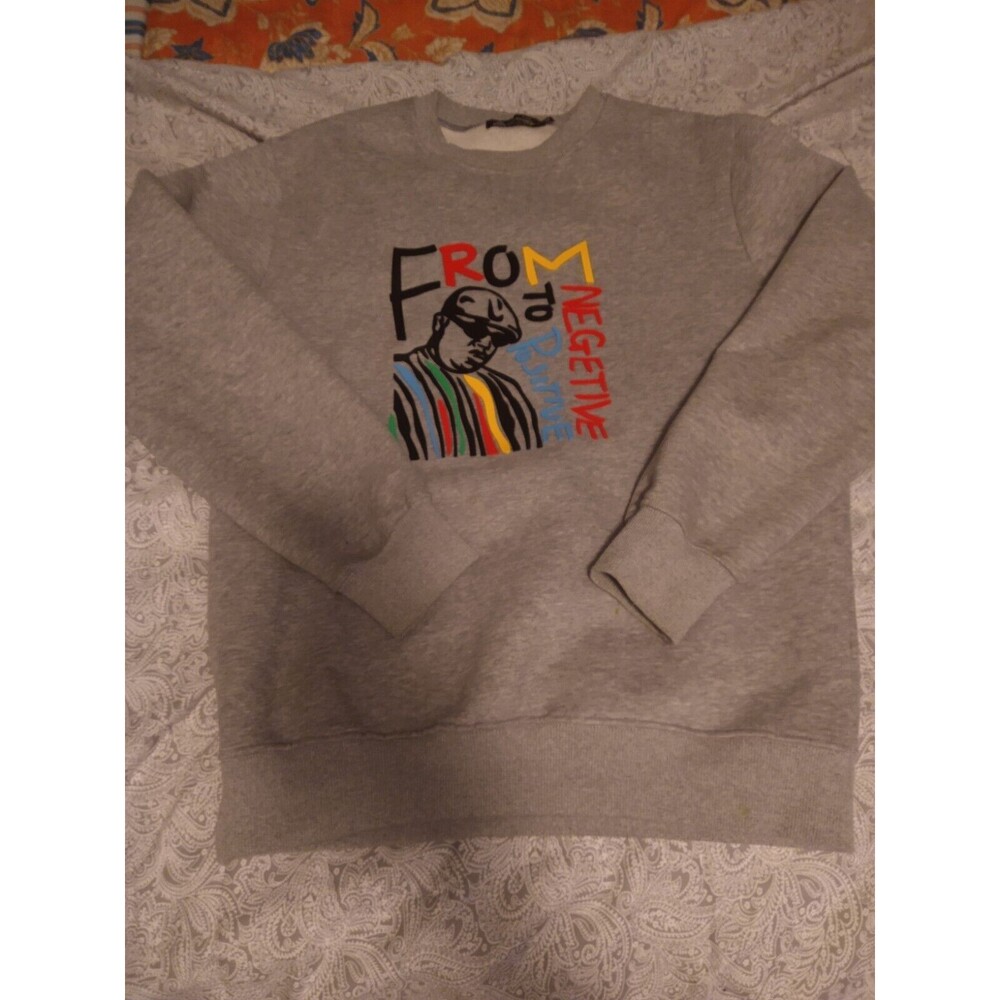 From Negative To Positive Bear The Beams Gray Sweater Biggie Smalls Medium Embro